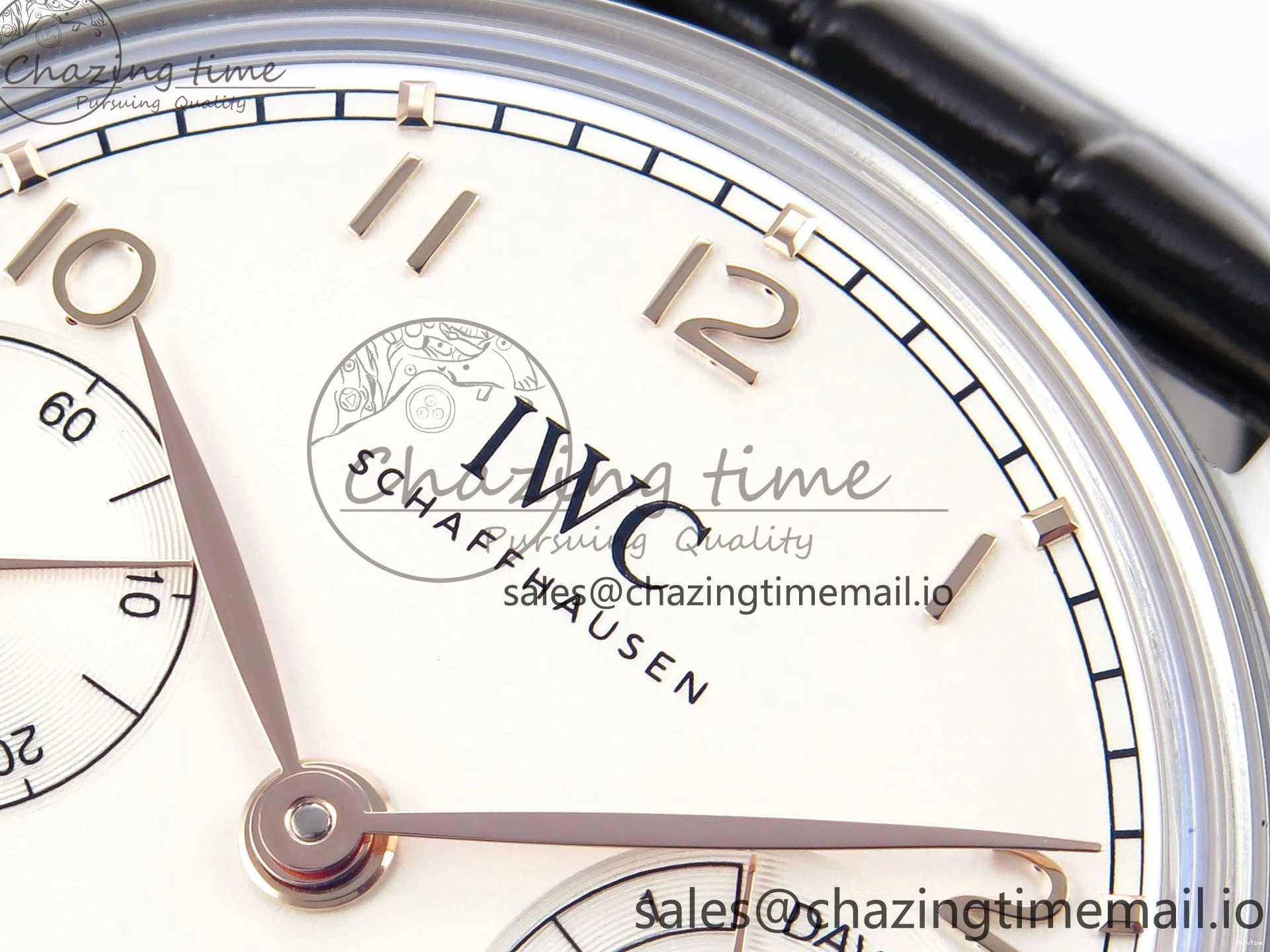 MIROTIME 0214 OnTrend Portugieser Automatic 42mm SS APSF 1:1 Best Edition White RG Dial on Black Leather Strap A 7010